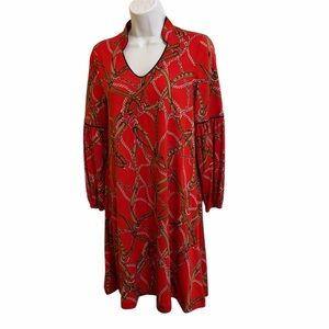 Skye’s the Limit Red Chain-Print V-Neck Women's Dress- NWT
